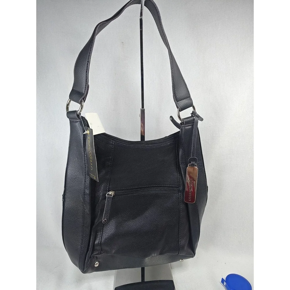 Tignanello Back to Basics Hobo Black Pebble Leather Shoulder Bag NWT T74710